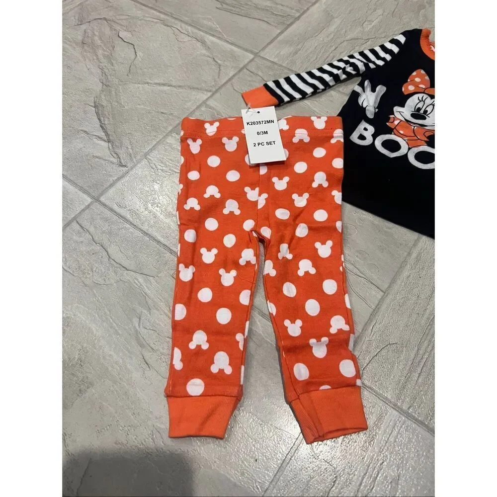 Disney Minnie Mouse Boo Halloween 2pc Jammy Set Girls Size 0-3 Month NEW